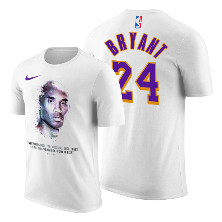 Men's Los Angeles Lakers Kobe Bryant #24 NBA Black 1978-2020 RIP Mamba Week White Basketball T-Shirt GYB3783SW